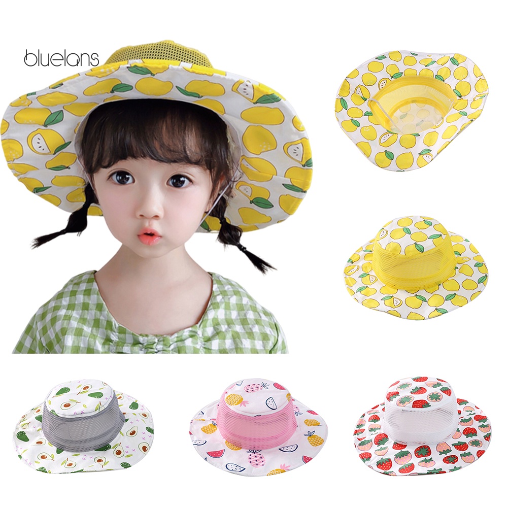 Mũ Rộng Vành Chống Tia UV Họa Tiết Trái Cây Thời Trang Mùa Hè Cho Bé