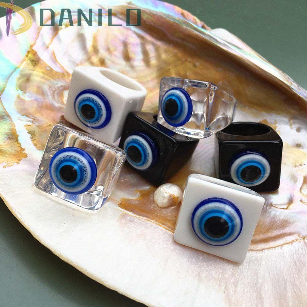 DANILO Nhẫn Hình Mắt Quỷ Màu Trắng / Xanh Dương Bằng Nhựa Resin Thời Trang Unisex