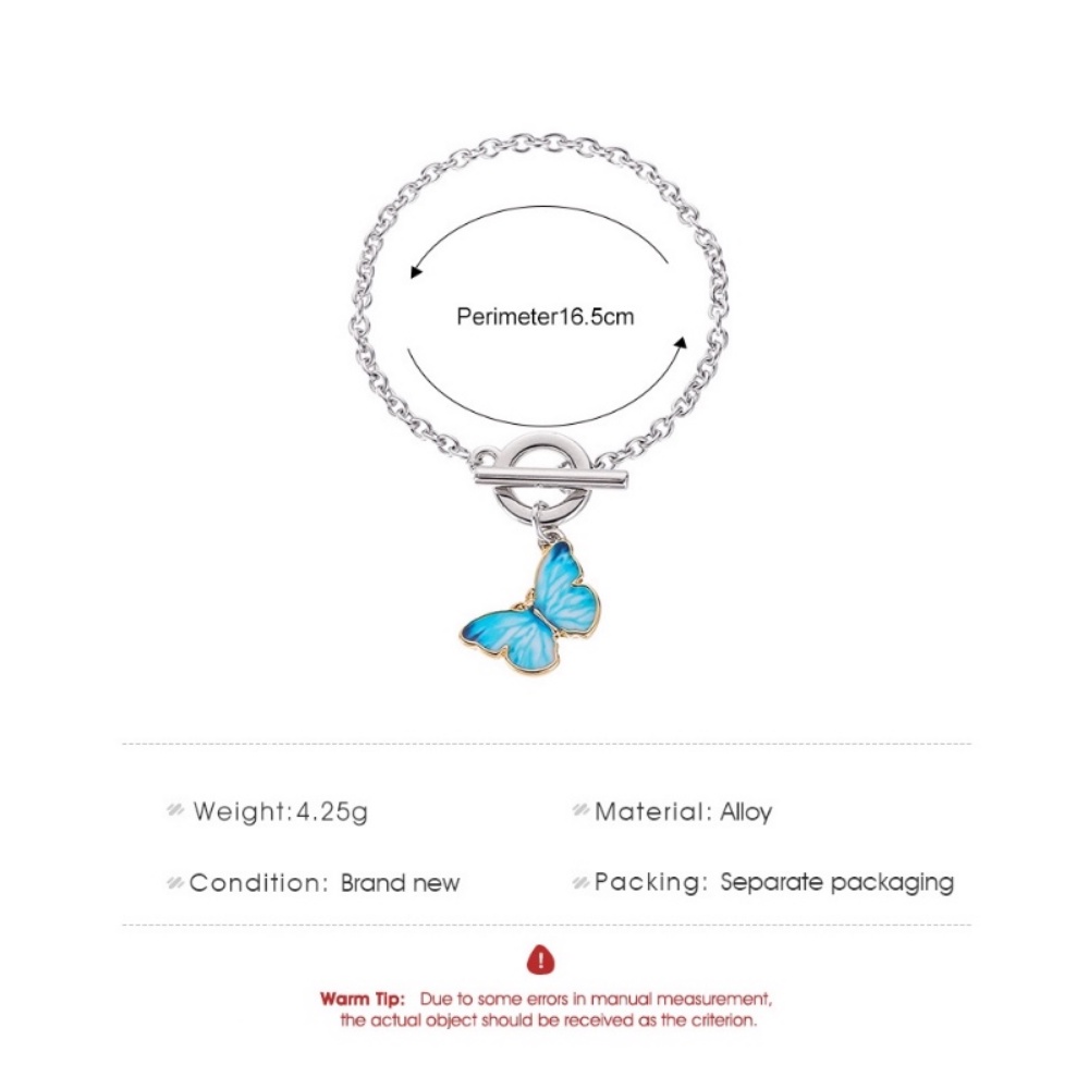 Vòng Tay Mặt Hình Bướm Màu Xanh Dương Cổ Điển Thời Trang Cho Nữ