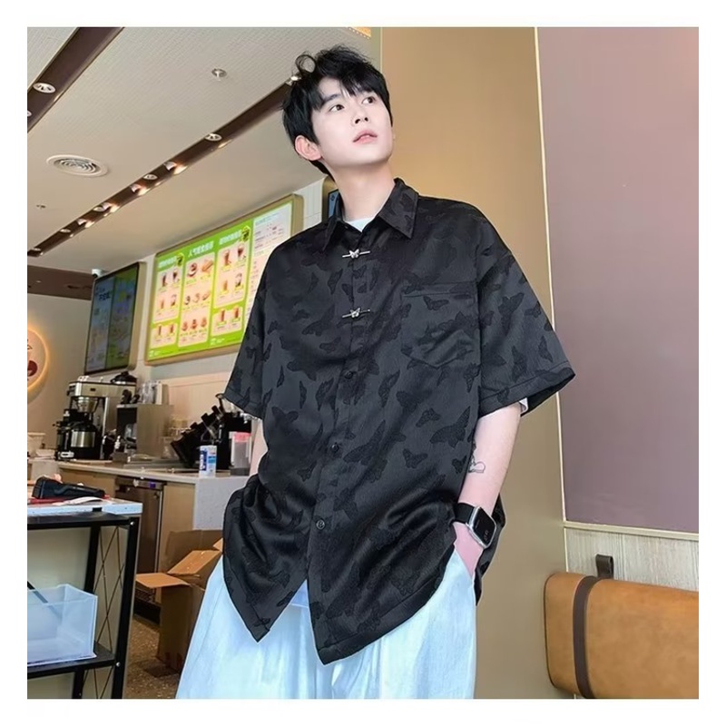 Áo Sơ Mi Denim Ngắn Tay Phong Cách Retro Thời Trang Cho Nam