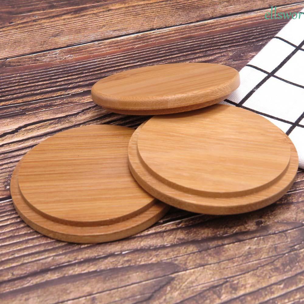 ELLSWORTH Bộ 4 / 6 Nắp Đậy Cốc Bằng Tre Cách Nhiệt Chống Bụi An Toàn Tiện Dụng Ốp