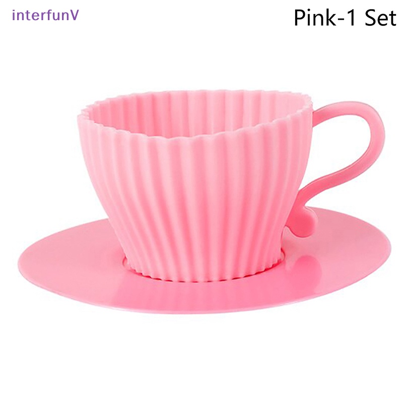 Bộ 1 / 4 Khuôn Silicone Làm Bánh Cupcake Hình Tách Trà Chịu Nhiệt