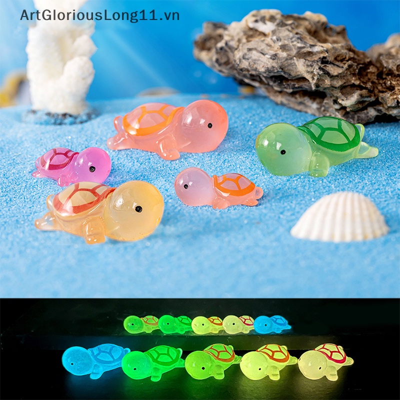 Set 1 / 5 Mô Hình Rùa Mini Bằng Nhựa Resin Dạ Quang Trang Trí Bảng Điều Khiển Xe Hơi