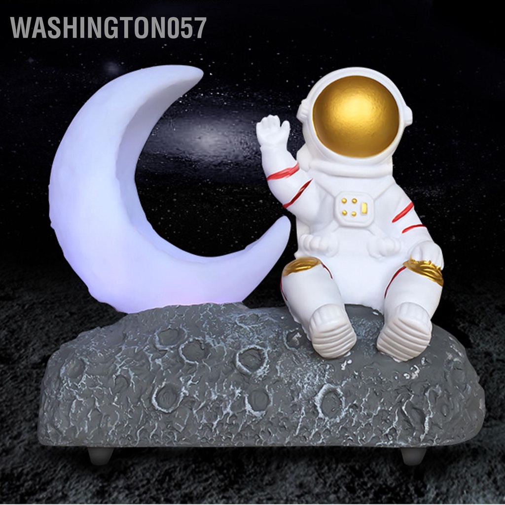 Washington057 Loa Bluetooth không dây có đèn LED Nhà du hành vũ trụ và Hình mặt trăng Đài FM USB Trang trí Bass âm thanh nổi