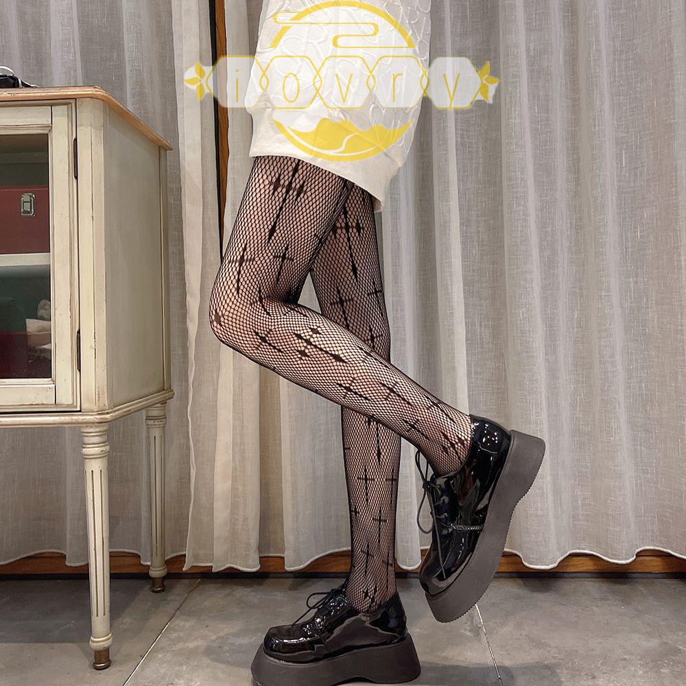 IVORY Quần Tất Lưới Nylon Đan Chéo Phong Cách Lolita Gothic Thời Thượng Cho Nữ