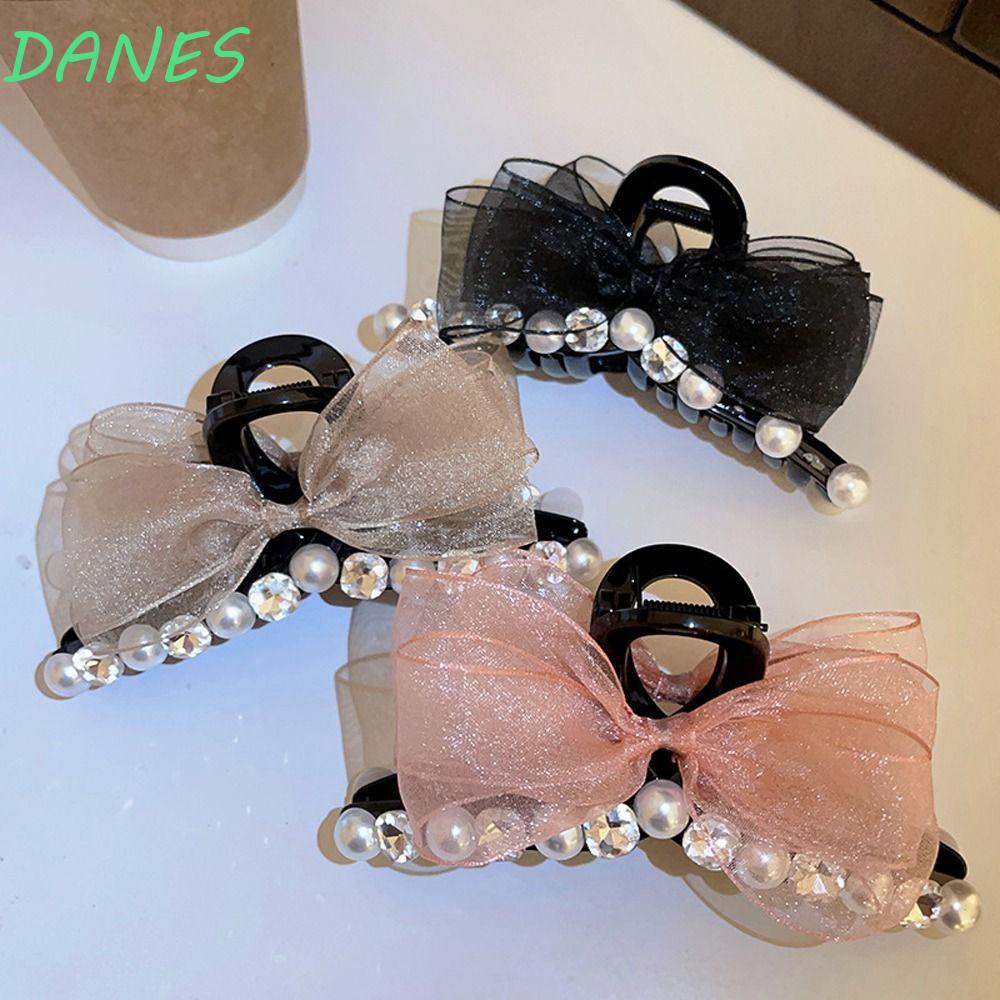 DANES Kẹp Tóc Nơ Lưới Đính Đá Phong Cách Hàn Quốc Thời Trang Cho Nữ