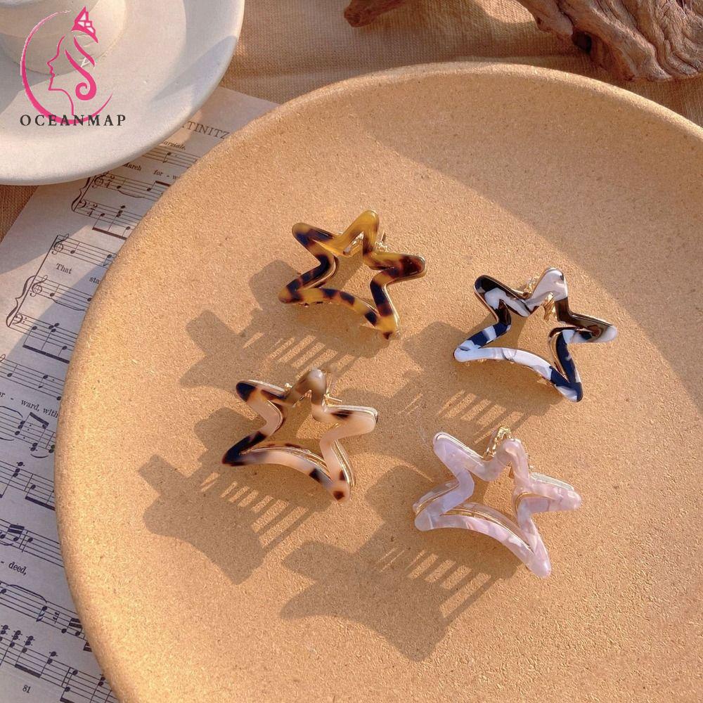 OCEANMAP Kẹp Tóc Mini Hình Ngôi Sao / Cá Mập Phong Cách Hàn Quốc Thanh Lịch Dành Cho Nữ