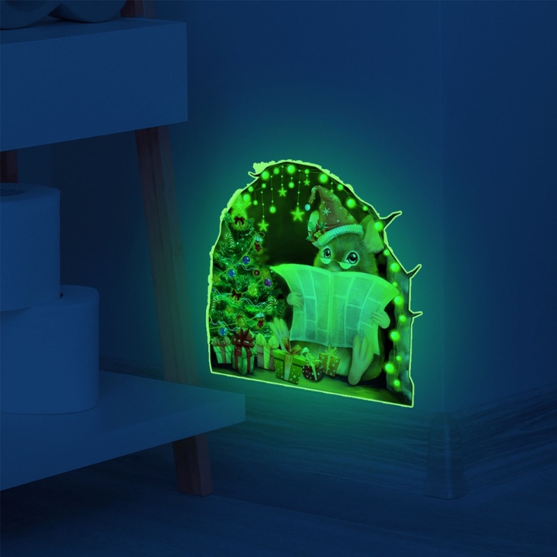 Miếng Dán Tường Trang Trí Hình Chuột Dạ Quang