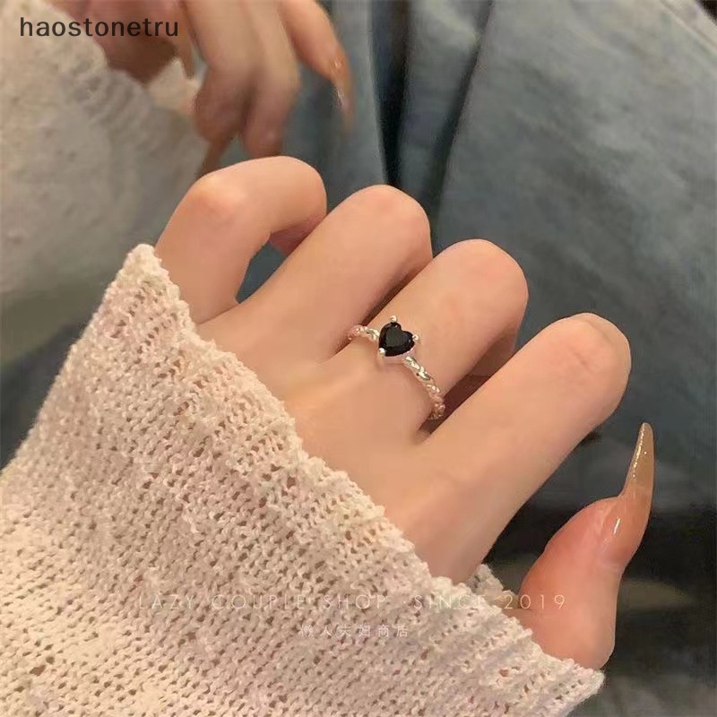 Nhẫn Hở Hình Trái Tim Đính Đá Đơn Giản Màu Sắc Tùy Chỉnh Thời Trang Cho Nữ