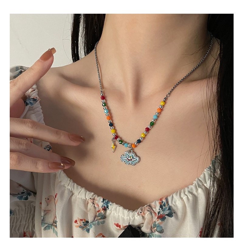 Vòng cổ Chuỗi Hạt Nhiều Màu Sắc Phong Cách Hip Hop Sang Trọng