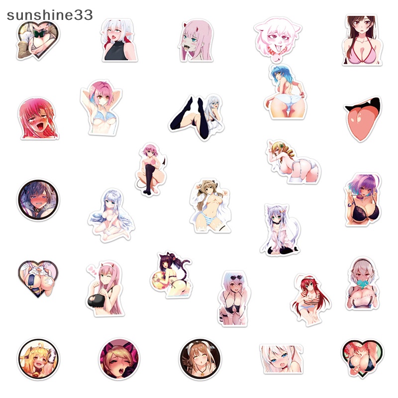 Bộ 50 Miếng Dán Trang Trí Điện Thoại / Ván Trượt Hình Cô Gái Gợi Cảm