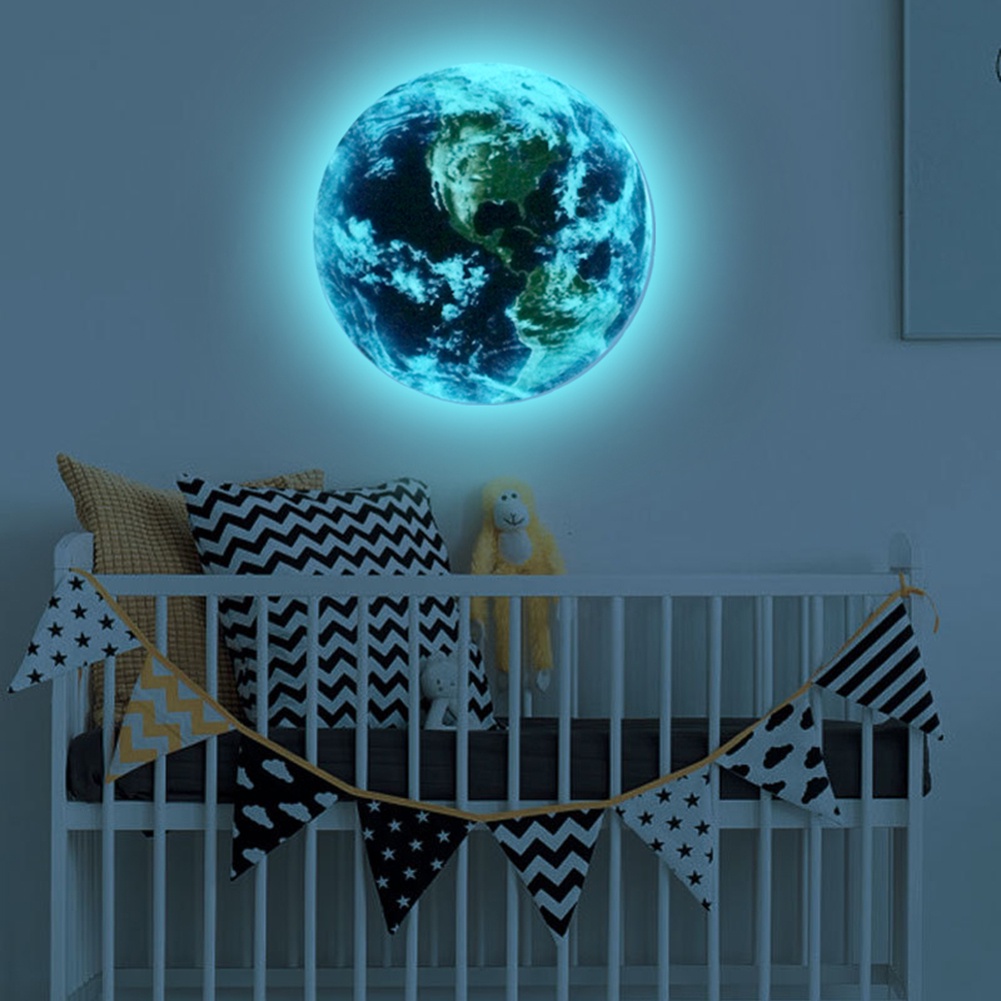 Miếng Dán Tường Hình Trái Đất Dạ Quang 5 / 20 / 30cm Trang Trí Phòng Ngủ Cho Bé