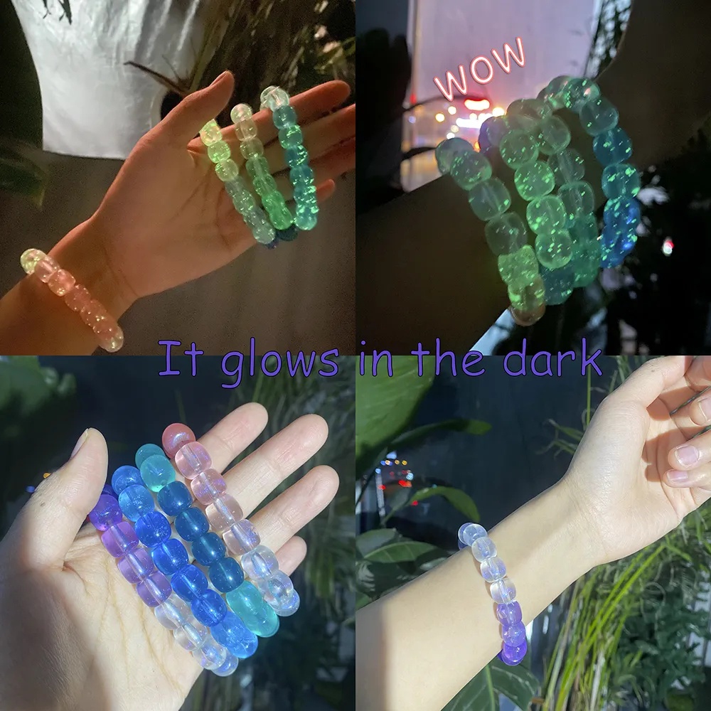 Vòng Tay Chuỗi Hạt Bồ Đề Màu Dạ Quang Bằng Resin Co Giãn Điều Chỉnh Được