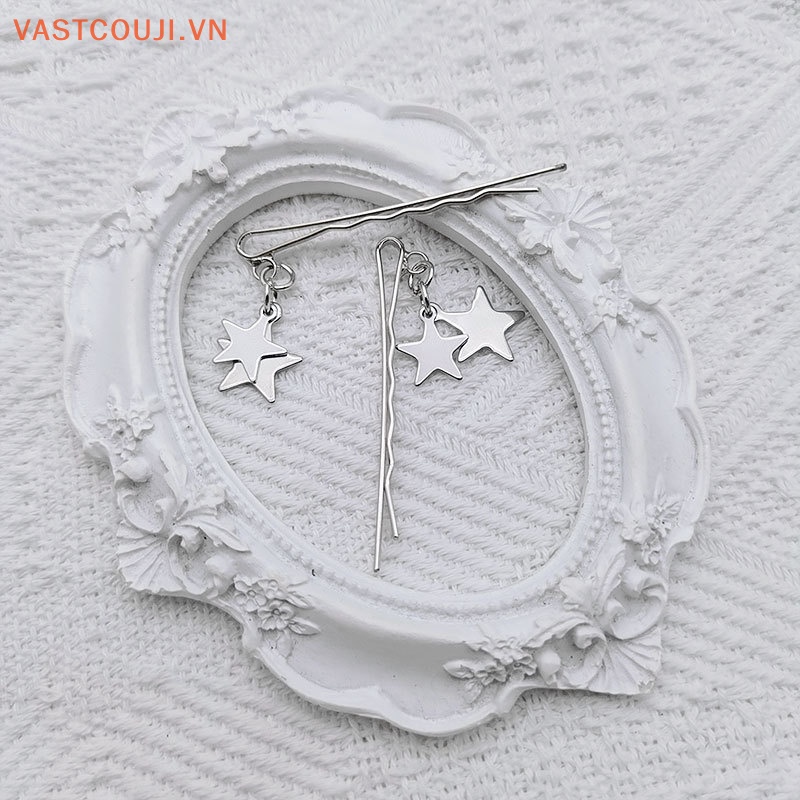 1 Cặp Kẹp Tóc Hình Ngôi Sao Bằng Kim Loại Thời Trang Y2K