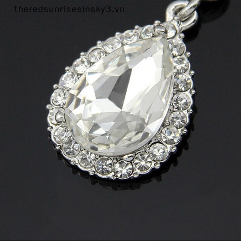 Bông Tai Đính Đá Hình Giọt Nước Thời Trang Dành Cho Cô Dâu