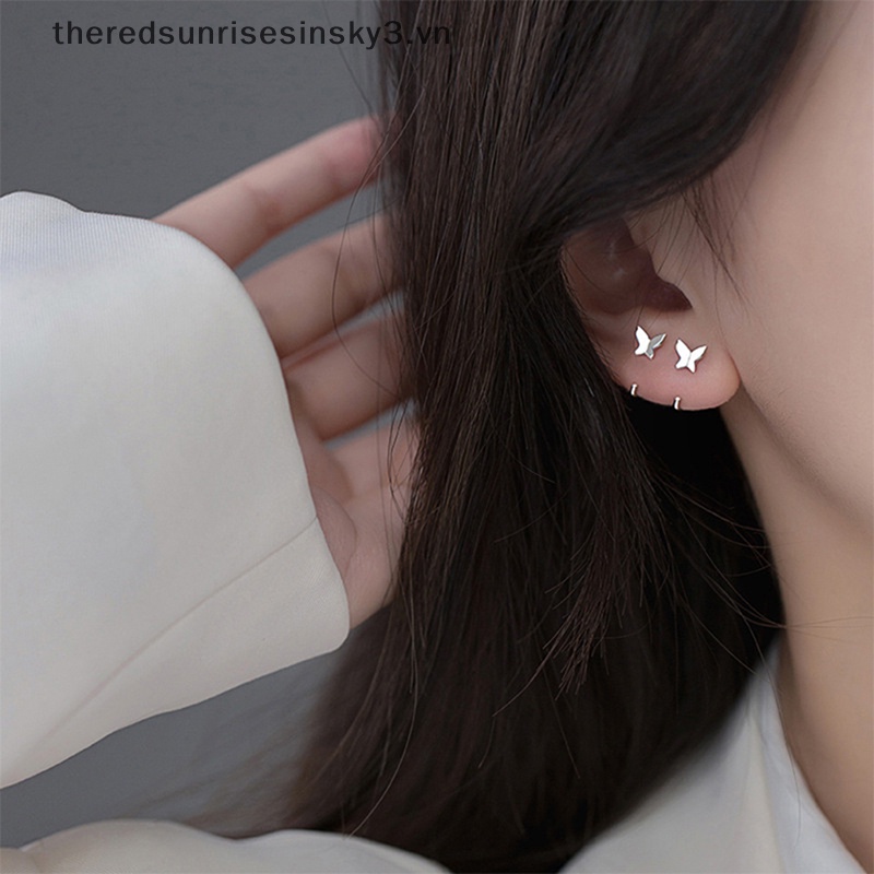 HUGGIES # # Bông Tai Vòng Tròn Hở Đính Pha Lê Màu Bạc Dễ Thương Thời Trang Cho Nữ