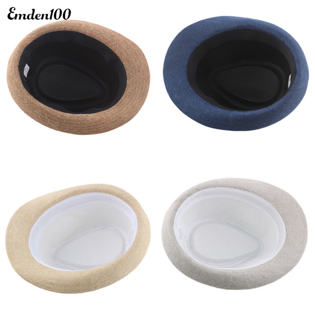 [EMDEN] Mũ Fedora Rộng Vành Chống Nắng Đi Biển Mùa Hè Màu Trơn