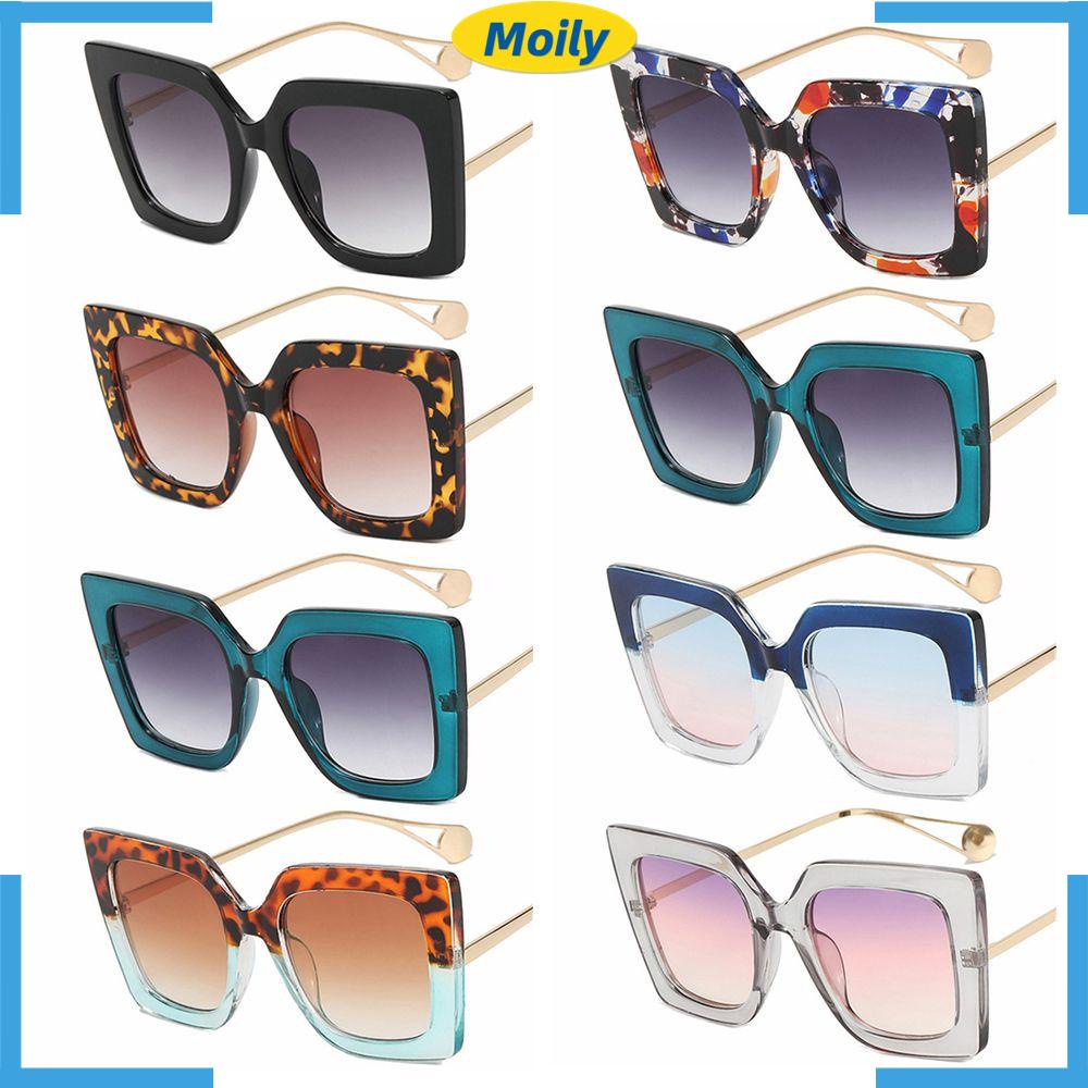 MOILYVN Kính Mát Gọng Vuông Kim Loại Phong Cách Vintage Oversized