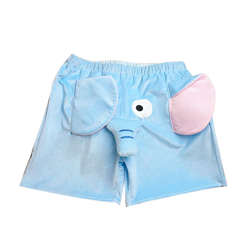 Quần Short Pijama Màu Xanh Dương In Họa Tiết Chú Voi Dumbo Dễ Thương Thời Trang Mùa Hè Cho Nam Và Nữ