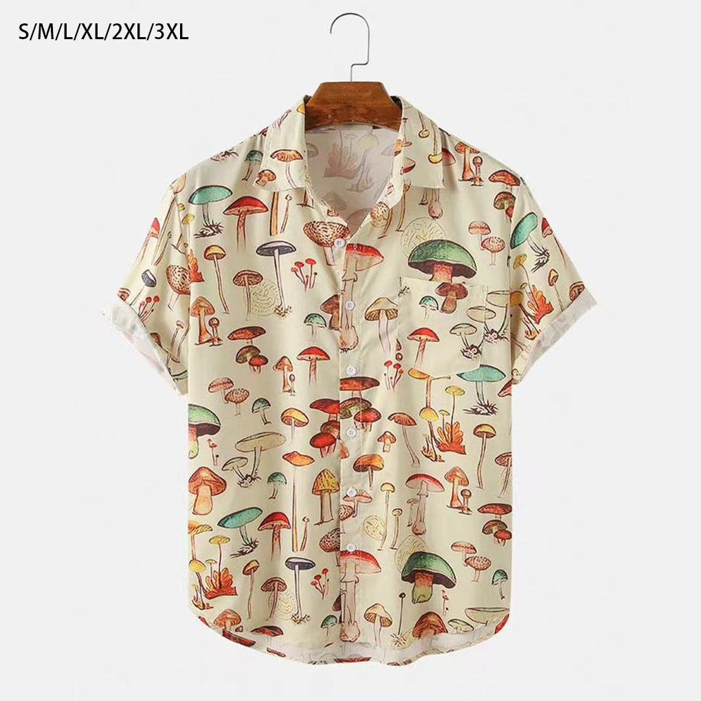 (runbu) Áo Sơ Mi Nam Tay Ngắn Chất Liệu Polyester Mềm Mại Phong Cách Hawaii Cho Tiệc Tùng Và Du Lịch s 1