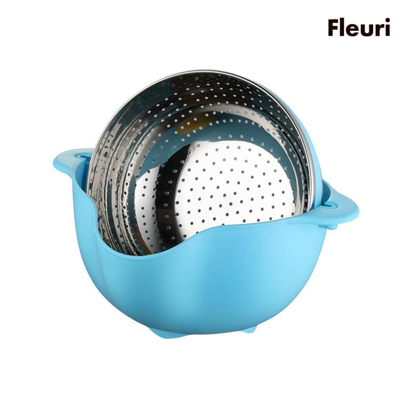 Rổ Hai Lớp Bằng Thép Không Gỉ PP Ráo Nước Xoay Được Đa Năng