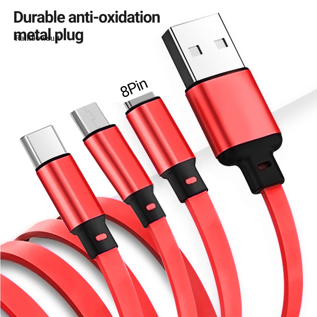 Dây Cáp Sạc / Truyền Dữ Liệu 3 Trong 1 8Pin / Micro USB / Type-C Tiện Dụng Cho Gia Đình