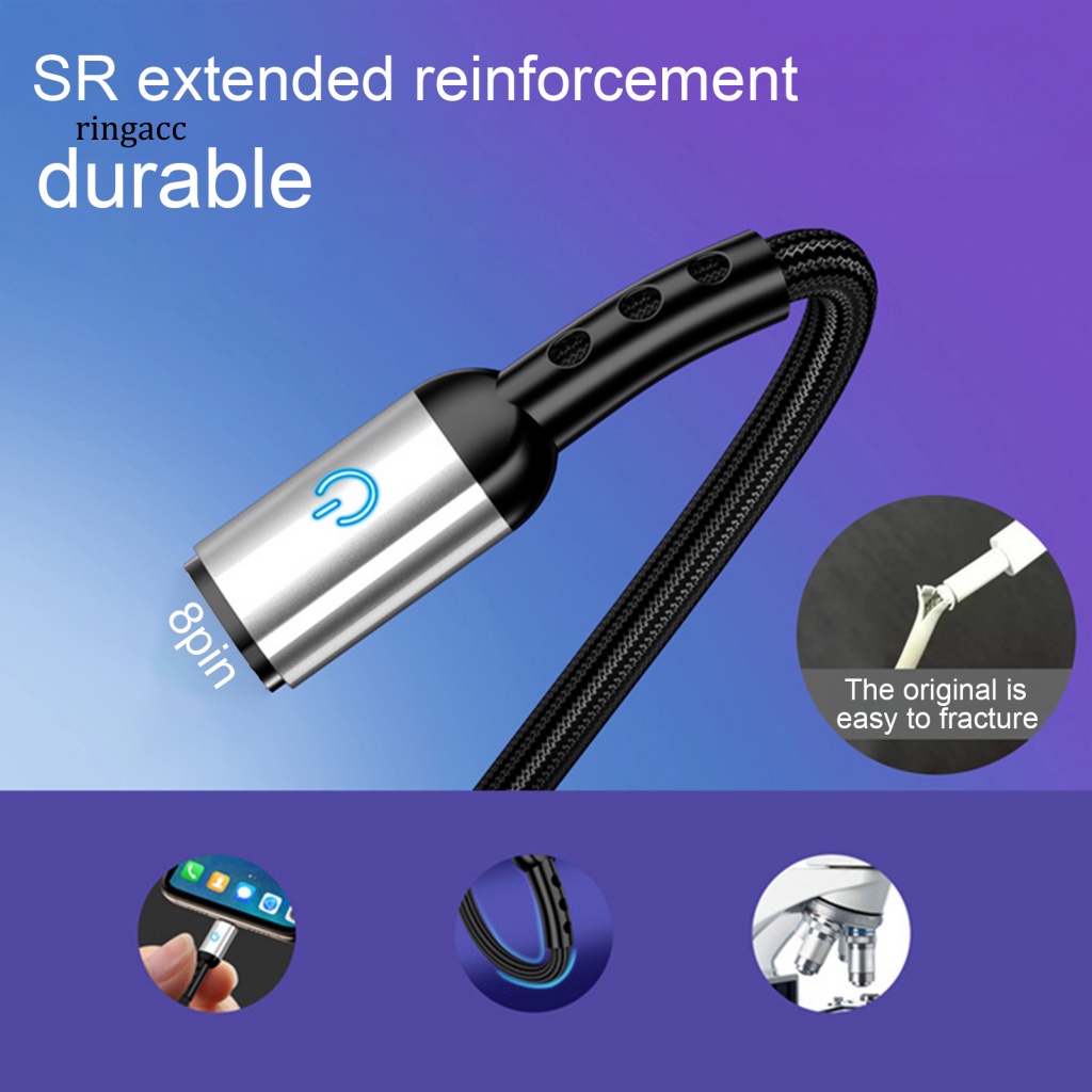 Dây Cáp Sạc RGA 8Pin Nylon Bện Gọn Nhẹ Cho iPhone