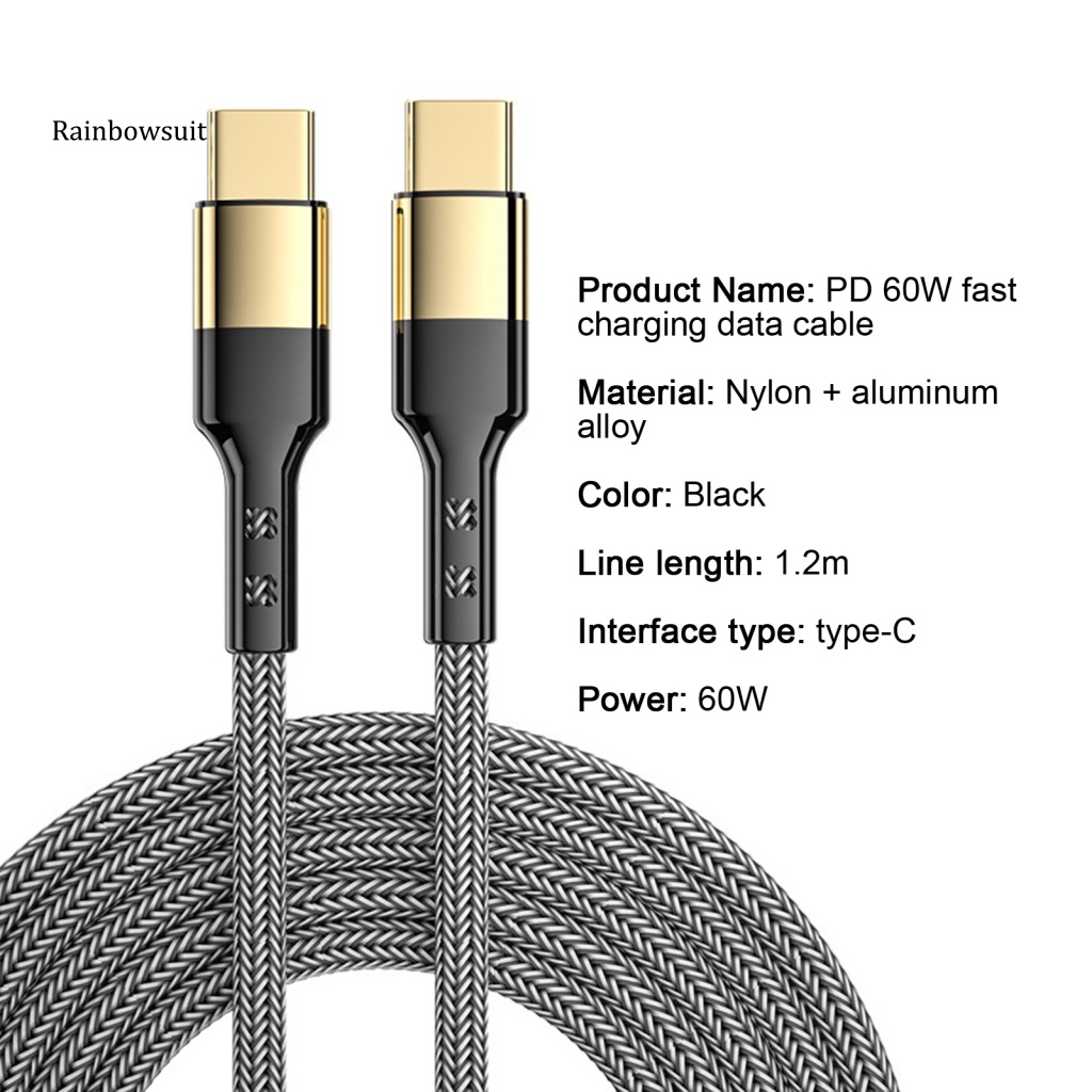 Dây Cáp Sạc PD 60W Type-C Sang Type-C Chống Mòn Cho Huawei