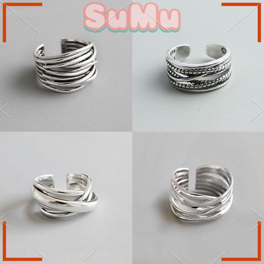 SUMU Nhẫn Hở Nhiều Lớp Màu Sắc Phong Cách Bohemian