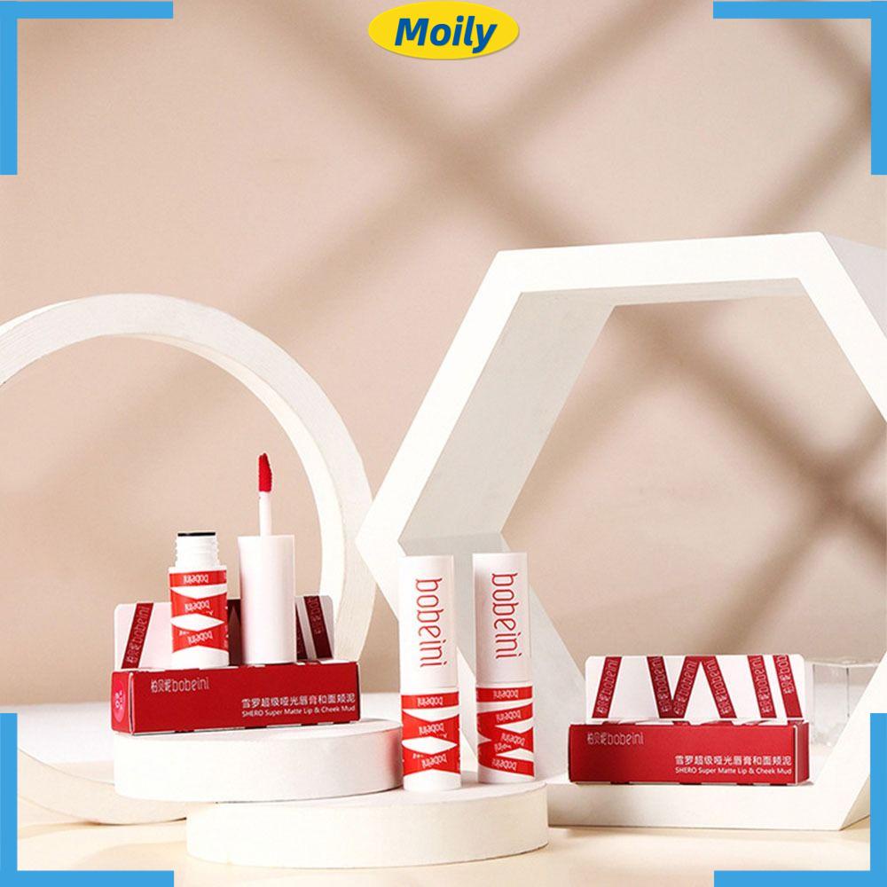 MOILYVN Set 3 Son Môi 8 Màu Nhung Lâu Trôi Chống Thấm Nước Sử Dụng Kép Cho Nữ