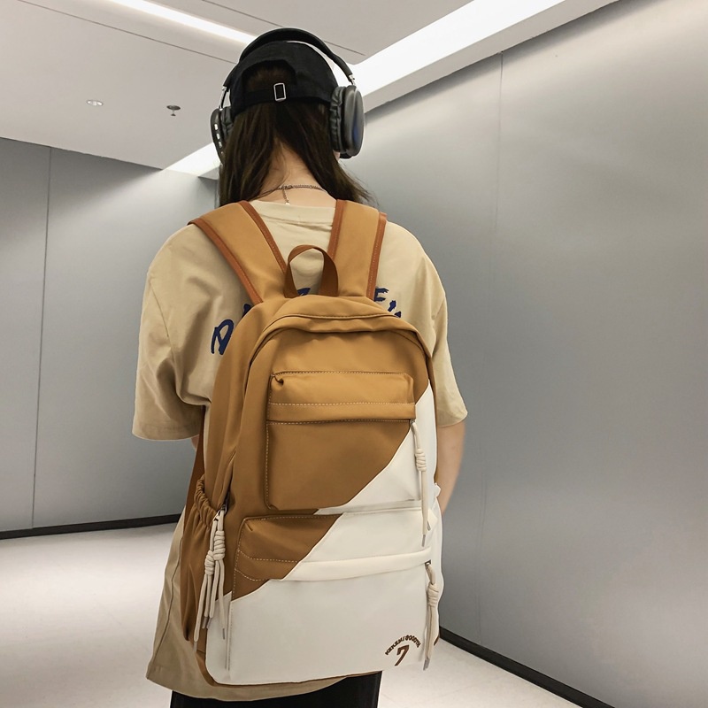 Ba Lô Học Sinh Sức Chứa Lớn Màu Tương Phản Thời Trang Hàn Quốc 2023