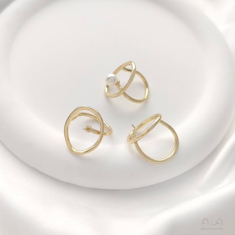 Nhẫn Hở Mạ Vàng 14K Đính Ngọc Trai Sang Trọng Tự Làm Thời Trang Nhật Hàn