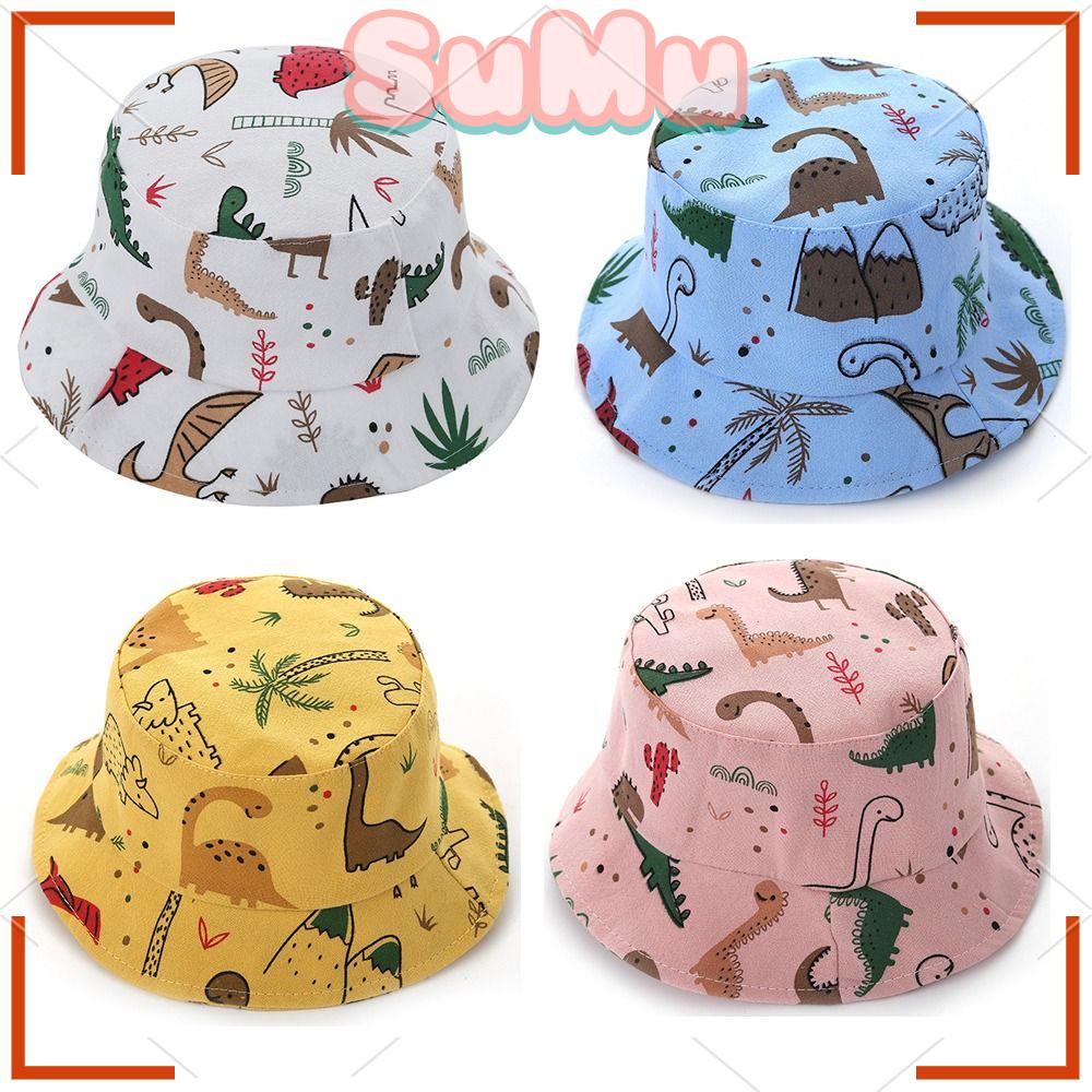 SUMU Mũ Xô Chống Nắng Mùa Hè In Họa Tiết Khủng Long Hoạt Hình Có Thể Điều Chỉnh Bảo Vệ Da Đầu Cho Bé Gái