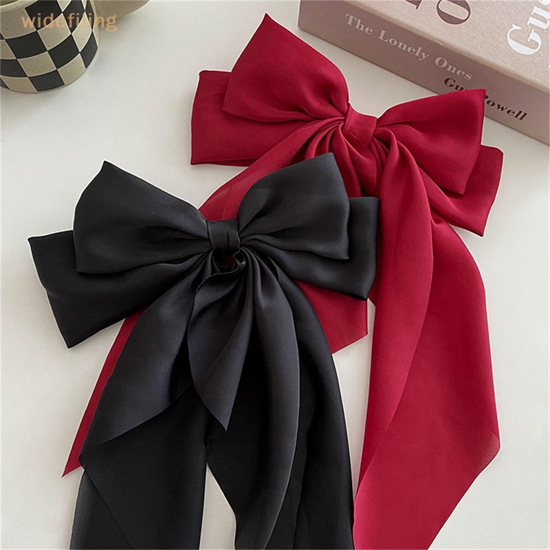 Kẹp Tóc Đính Nơ Ruy Băng Màu Trơn Đơn Giản Thời Trang Cho Nữ