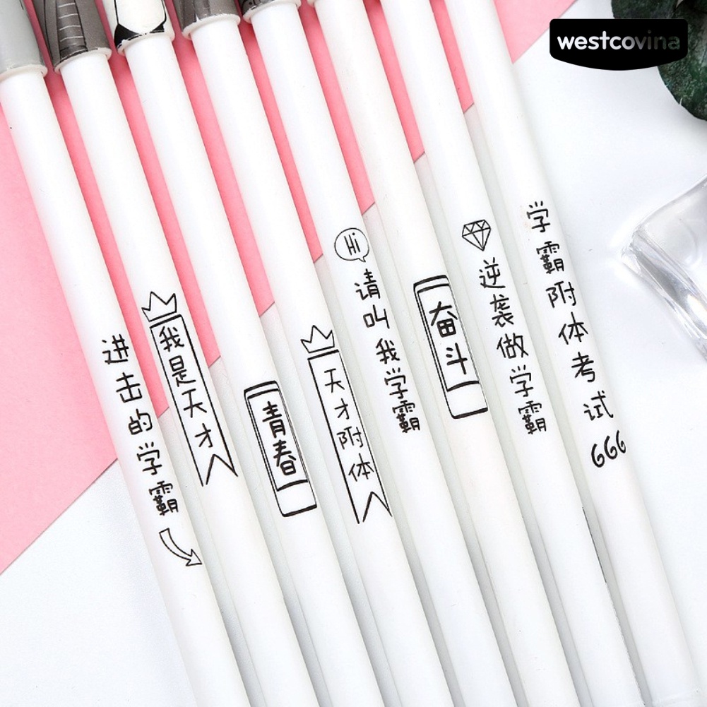 [WSTN]✎Bút Mực Đen Ngòi 0.5mm In Họa Tiết Hoạt Hình Vui Nhộn