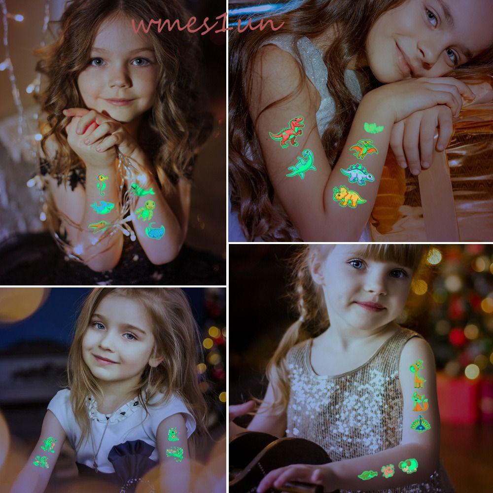 WMES15H Bộ 5 Hình Xăm Dán Tạm Thời Họa Tiết Khủng Long Hoạt Hình Chống Nước Chống Mồ Hôi Dùng Một Lần Cho Trẻ Em