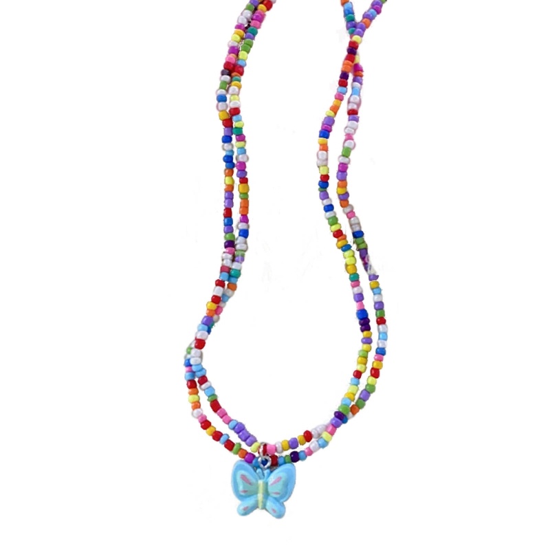 Vòng cổ Chuỗi Hạt Nhiều Màu Hình Bướm Phong Cách Hàn Quốc