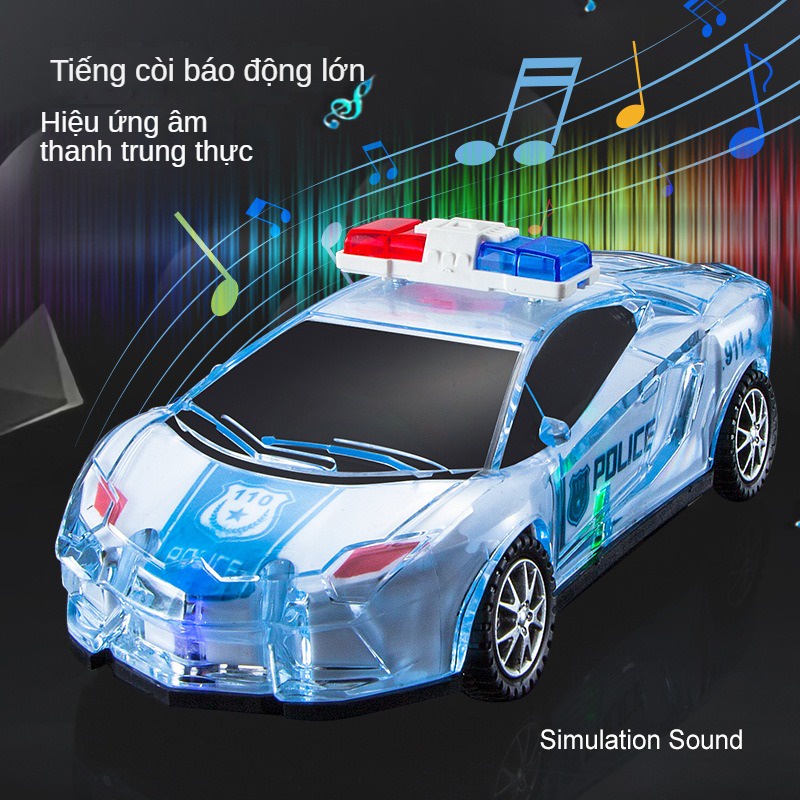 Mô Hình Đồ Chơi Xe Cảnh Sát Có Đèn Và Nhạc Trong Suốt Giáo Dục Cho Bé