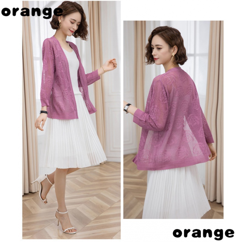 Áo Khoác Cardigan Dệt Kim Mỏng Chống Nắng Thoáng Khí Thời Trang Xuân Thu Cho Nữ Trung Niên