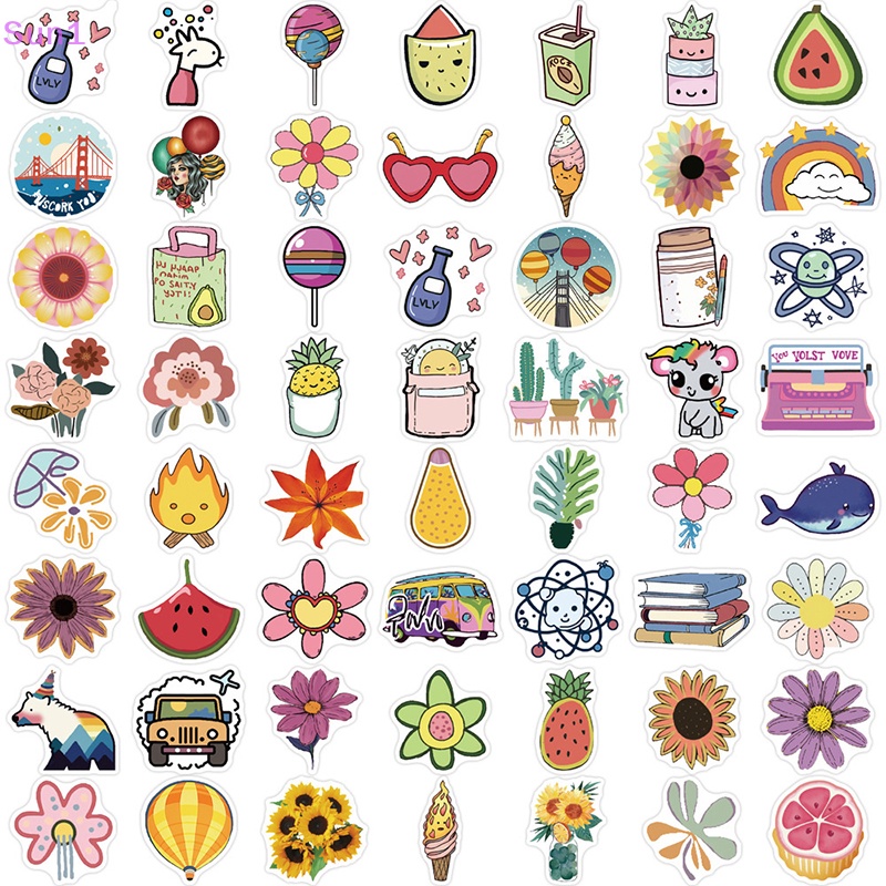 Bộ 57 Miếng Dán Hoạt Hình Vui Nhộn Phong Cách Âu Mỹ Trang Trí Sổ Tay DIY