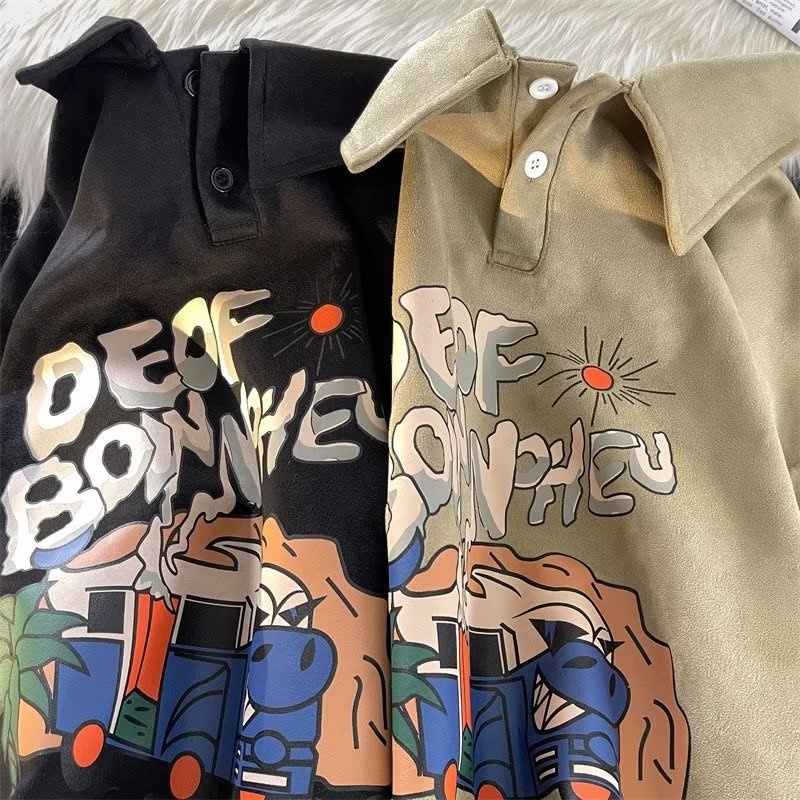 Bộ Áo Thun polo Tay Ngắn Phối Quần Short Da Lộn Thời Trang Đường Phố Mỹ Chất Lượng Cao Cho Nam