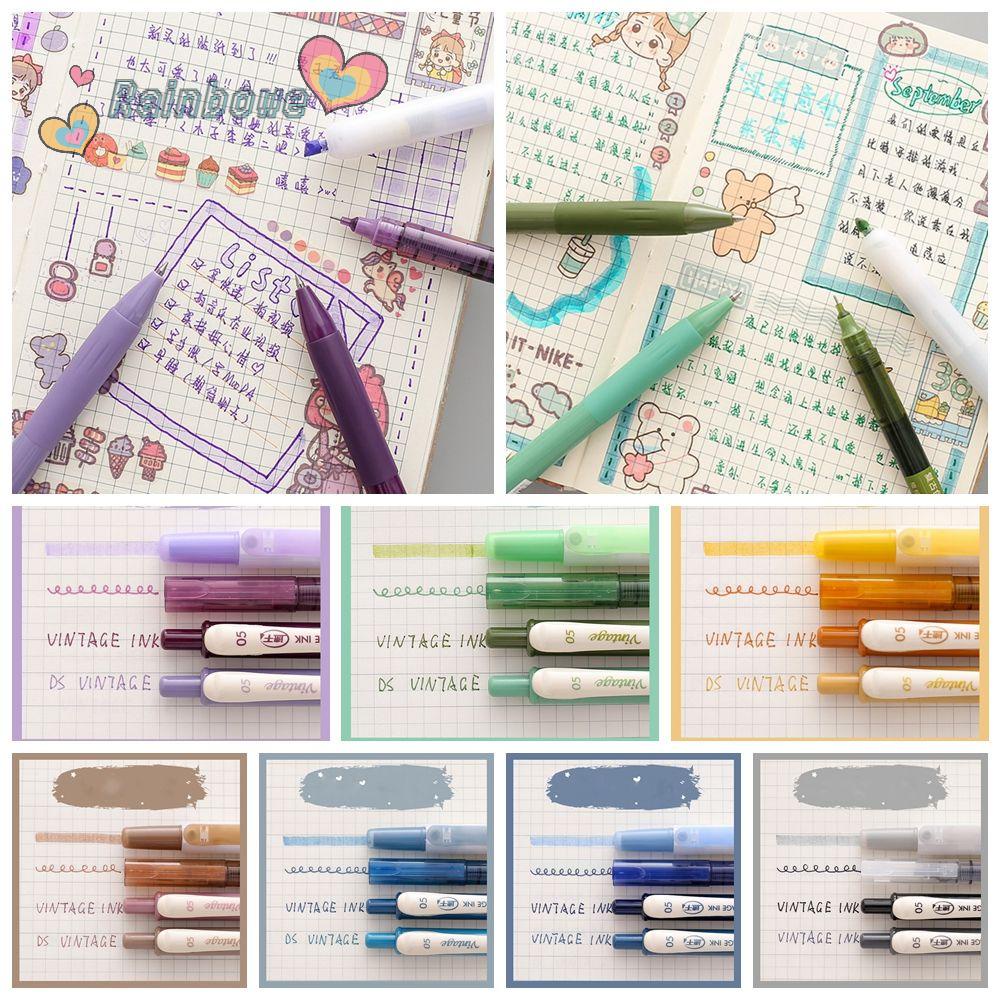 RAINBOW Set 4 Bút Mực Gel Phong Cách Retro
