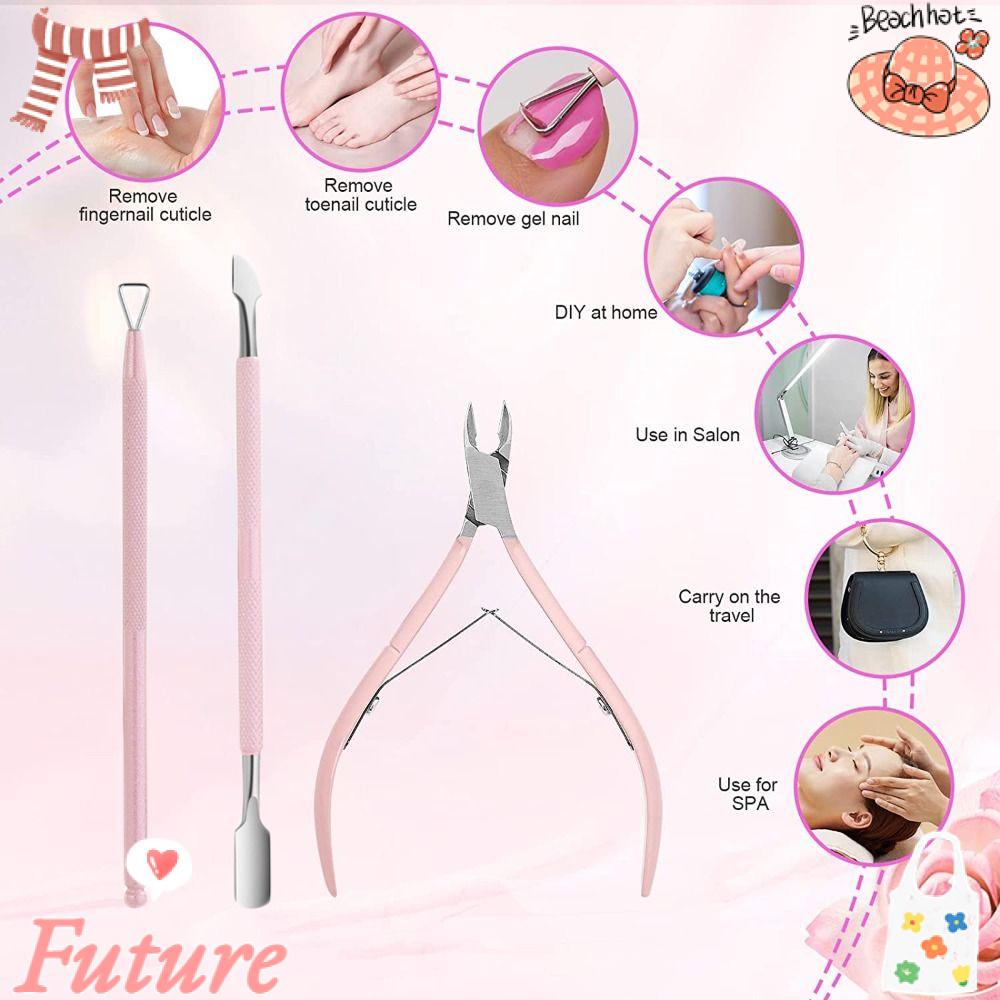 FUTURE Bộ 3 Dụng Cụ Chăm Sóc Móng Tay Bằng Thép Không Gỉ