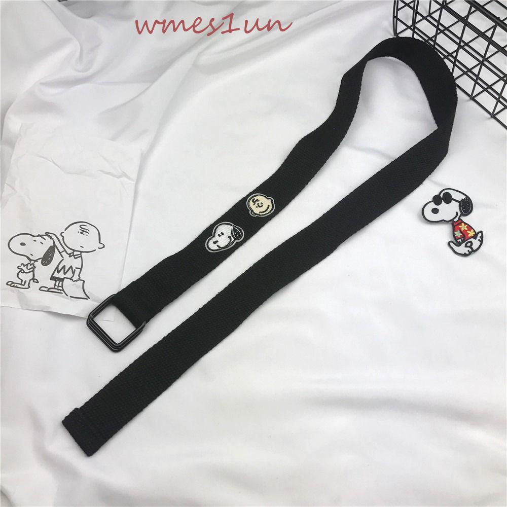 WMES15H Thắt Lưng Vải Canvas Thêu Hình Chú Chó Snoopy Dễ Thương Có Thể Điều Chỉnh