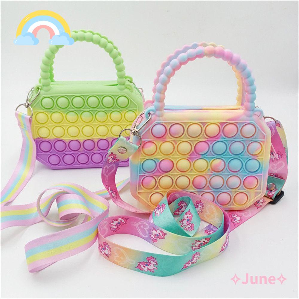 JUNE Pop Túi Silicone Đựng Đồ Chơi Fidget Spinner Đơn Giản Dimple Bong Bóng Đẩy Túi Cảm Biến