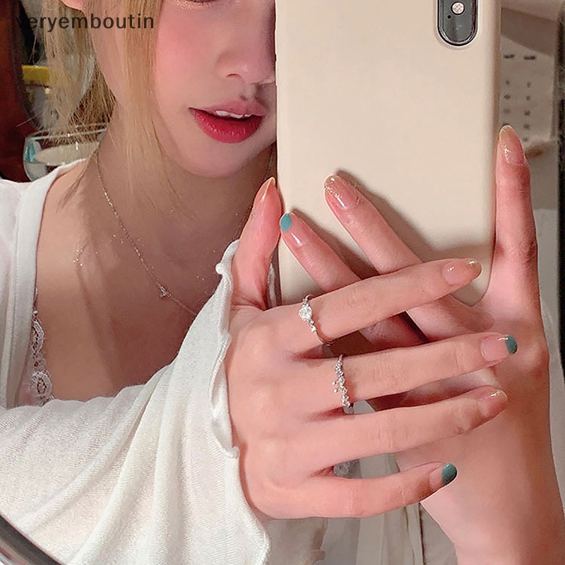 Nhẫn Hở Hình Nơ / Bông Hoa Màu Sắc Ngọt Ngào Đính Đá Zircon Lấp Lánh Tùy Chỉnh Thời Trang Cho Nữ