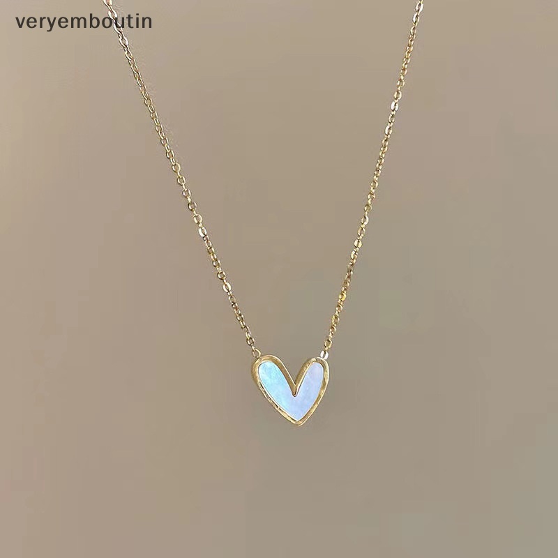 Vòng cổ Mặt Hình Trái Tim Vỏ Sò Màu Vàng Kim Đơn Giản Thời Trang Cho Nữ