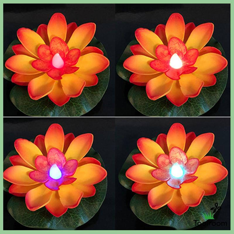 Set 6 Đèn LED Nổi Hình Hoa Sen Nhiều Màu Sắc Trang Trí Sân Vườn