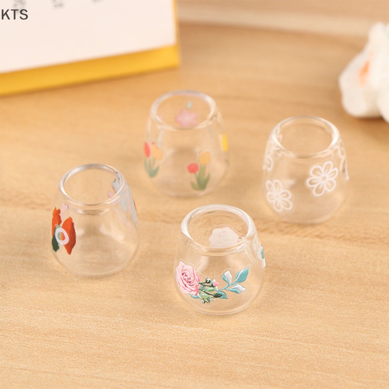 Set 4 Ly Thủy Tinh Mini Xinh Xắn Cho Nhà Búp Bê