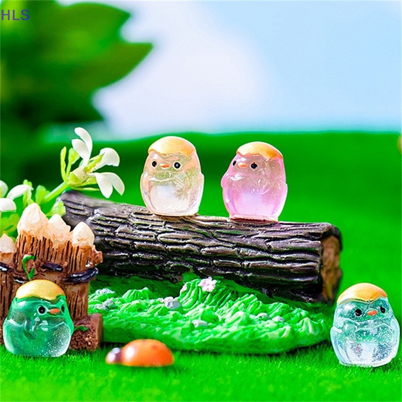 Bộ 5 Tượng Gà Con Hoạt Hình Mini Màu Dạ Quang Trang Trí Tiểu Cảnh